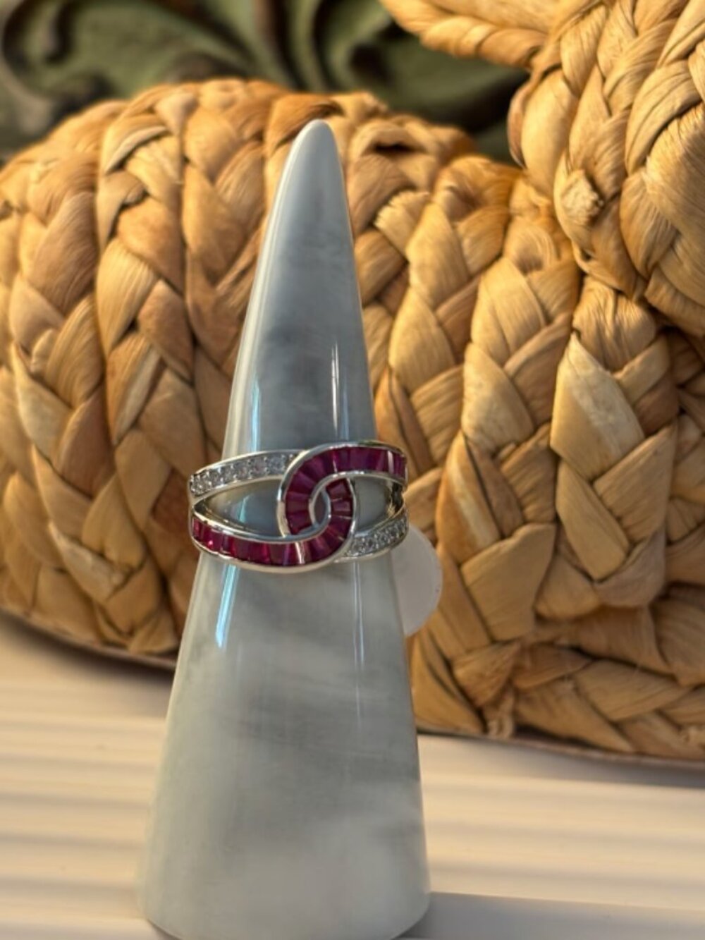 Pink and CZ Ring